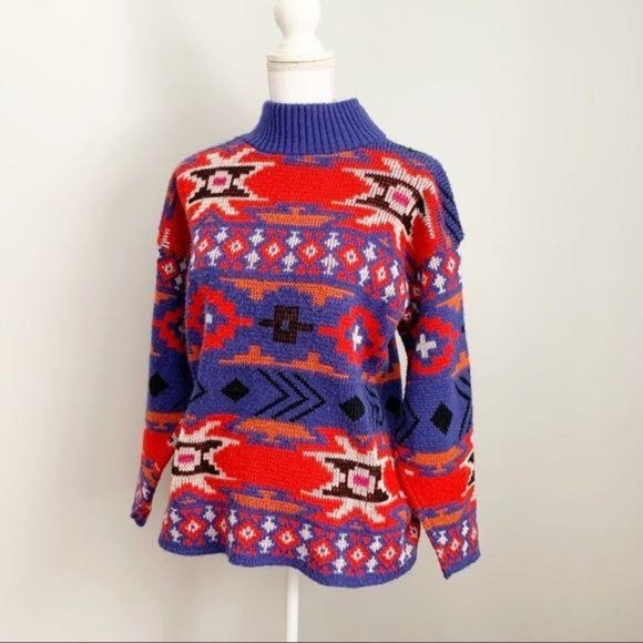 Vintage Other - Vintage Southwestern Grandpa Turtleneck Sweater M